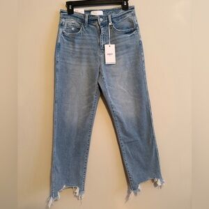 Vervet Women's high rise stretch straight Ankle Jeans in Blue